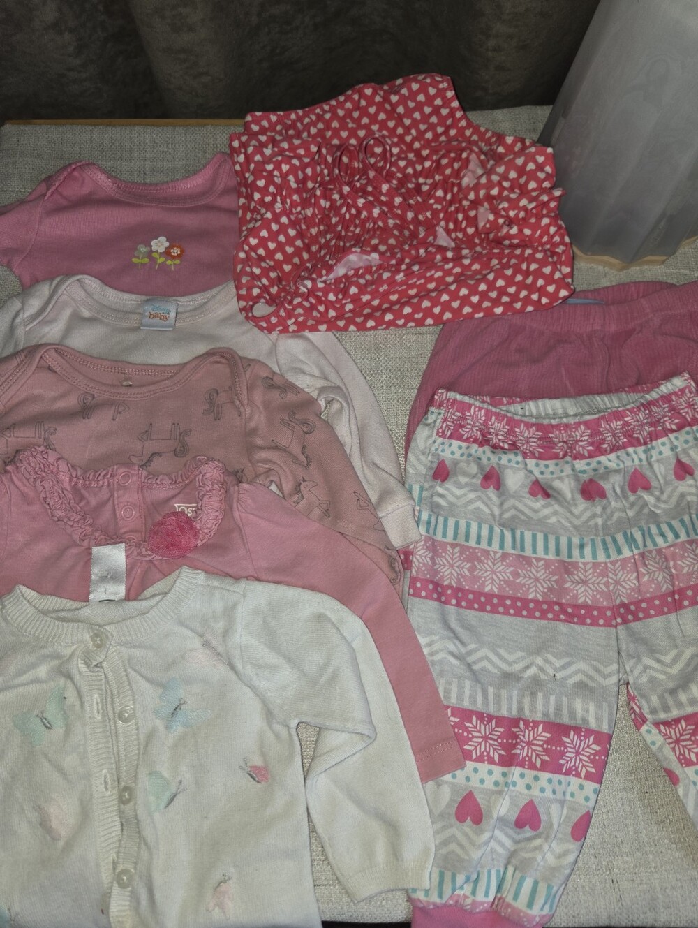 Girls Pink & White Mixed Tops and Pants Set - Unbranded 3 To 6 Months